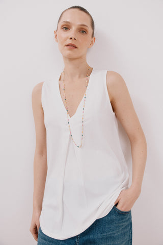 Blusa sin Mangas con Detalle Plisado