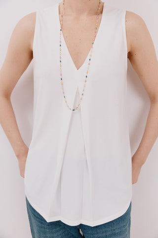 Blusa sin Mangas con Detalle Plisado