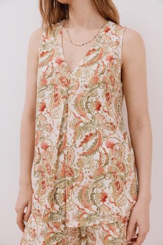 Blusa sin Mangas con Detalle Plisado