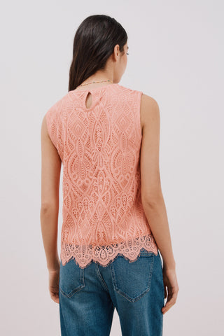 Camiseta Cuello Redondo con Encaje