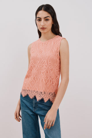 Camiseta Cuello Redondo con Encaje