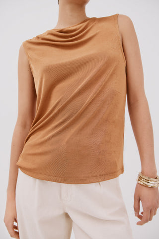 Blusa Satinada con Drapeado