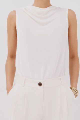 Blusa Satinada con Drapeado