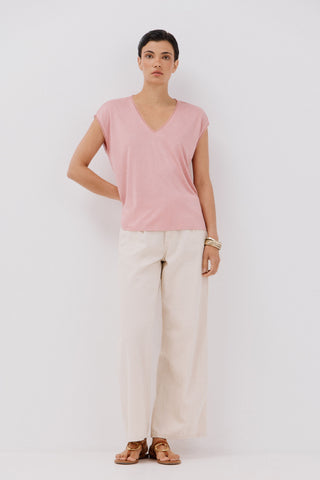 Camiseta Manga Corta Efecto Lino