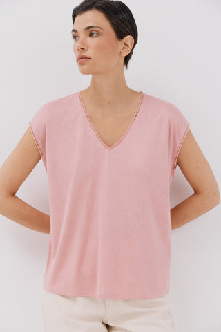 Camiseta Manga Corta Efecto Lino