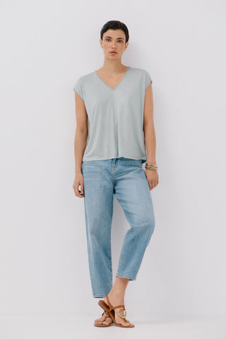 Camiseta Manga Corta Efecto Lino