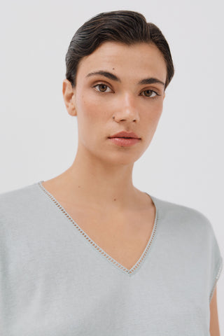 Camiseta Manga Corta Efecto Lino