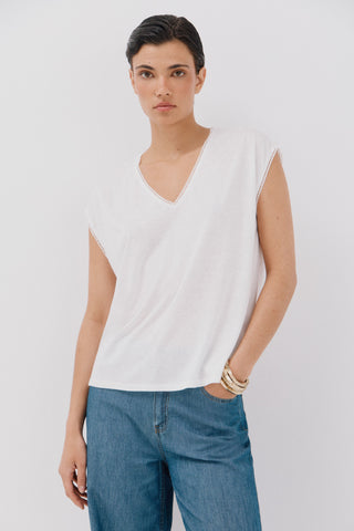 Camiseta Manga Corta Efecto Lino