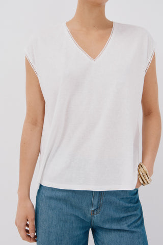 Camiseta Manga Corta Efecto Lino