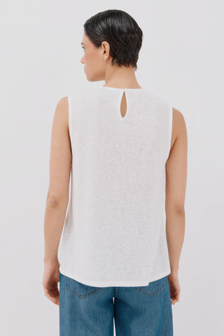 Camiseta sin Mangas con Encaje Floral