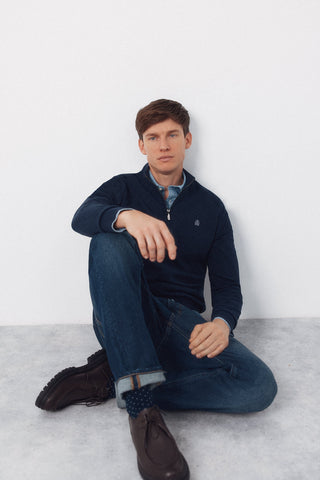 Sudadera Cuello Alto con Cremallera de Algodón