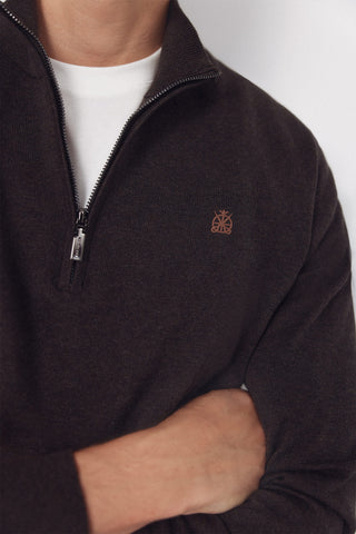 Sudadera Cuello Alto con Cremallera de Algodón