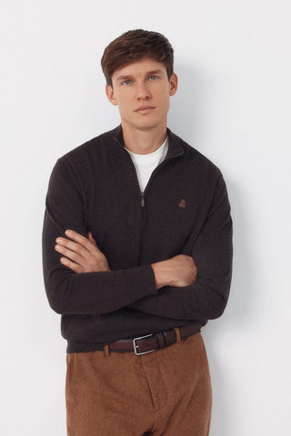 Sudadera Cuello Alto con Cremallera de Algodón