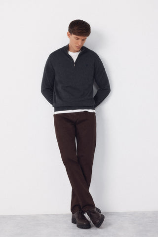 Sudadera Cuello Alto con Cremallera de Algodón