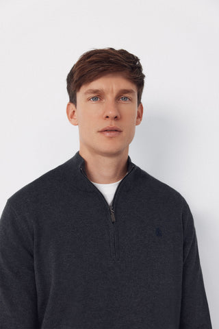 Sudadera Cuello Alto con Cremallera de Algodón