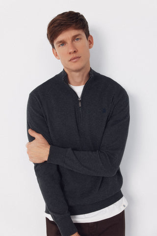 Sudadera Cuello Alto con Cremallera de Algodón