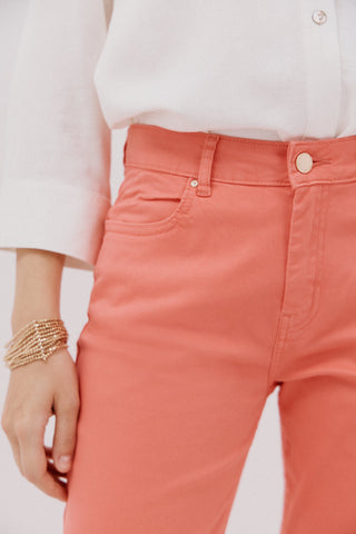 Jeans Crop Talle Medio con Bolsillos