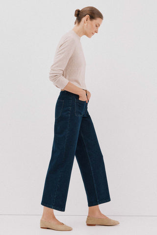 Jeans Wide Leg Talle Alto con Bolsillos Delanteros