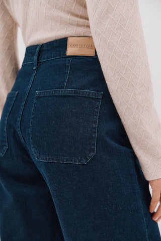 Jeans Wide Leg Talle Alto con Bolsillos Delanteros