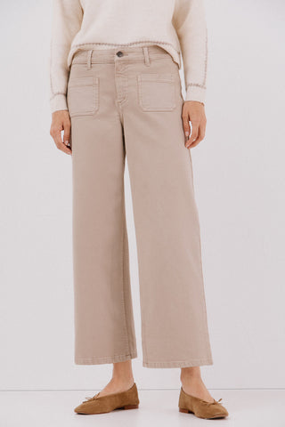 Jeans Wide Leg Talle Alto con Bolsillos Delanteros