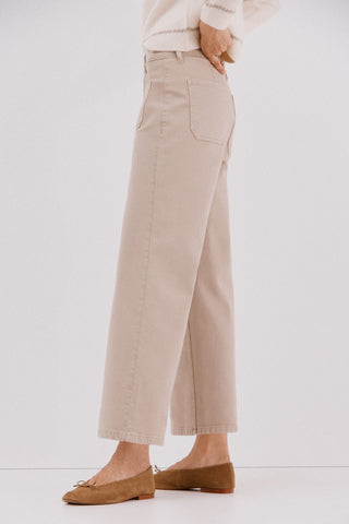 Jeans Wide Leg Talle Alto con Bolsillos Delanteros