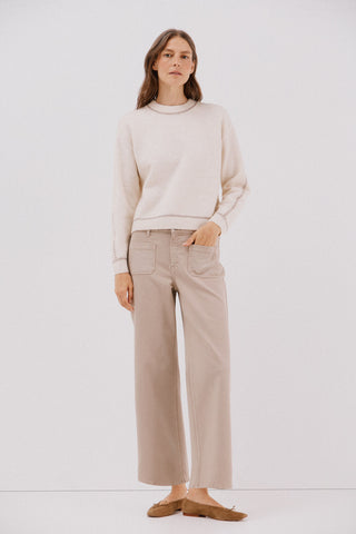 Jeans Wide Leg Talle Alto con Bolsillos Delanteros