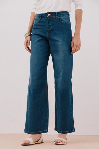 Jeans Wide Leg Talle Alto con Bolsillos