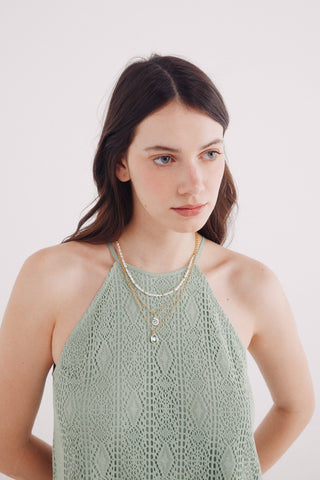 Blusa Escote Halter de Crochet