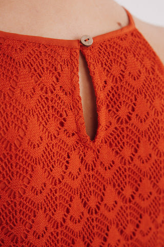 Blusa Escote Halter de Crochet