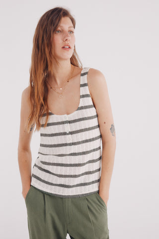 Camiseta de Tirantes con Estampado de Rayas