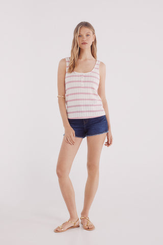 Camiseta de Tirantes con Estampado de Rayas