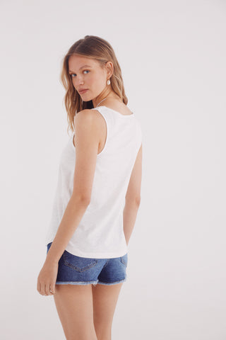 Camiseta de Tirantes con Detalle de Crochet