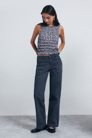 Blusa Ajustada con Estampado Floral