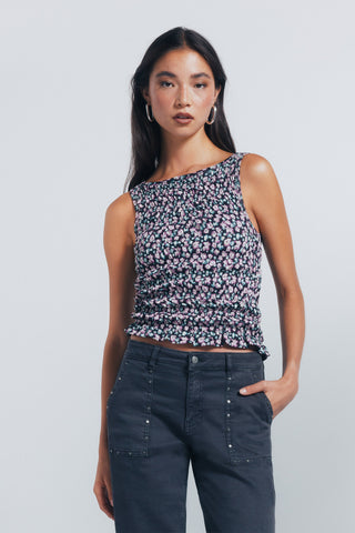 Blusa Ajustada con Estampado Floral