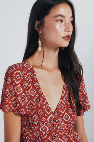 Blusa Manga Corta con Estampado Geométrico