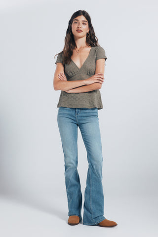 Blusa Manga Corta con Escote V