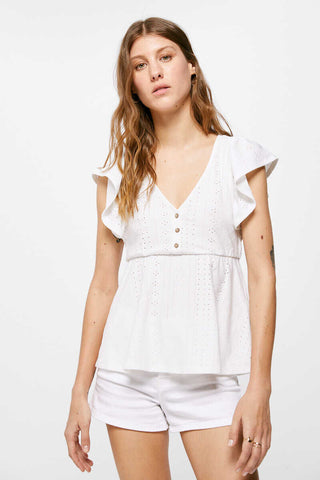 Blusa Peplum con Detalle Volantes.