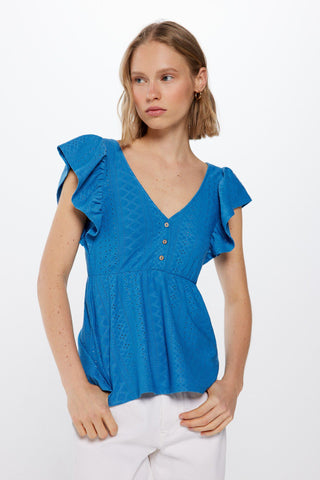 Blusa Corte Peplum con Bordado