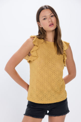 Blusa Manga con Volantes de Crochet