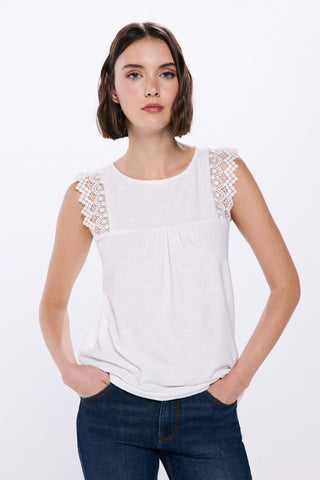Camiseta sin Mangas con Encaje