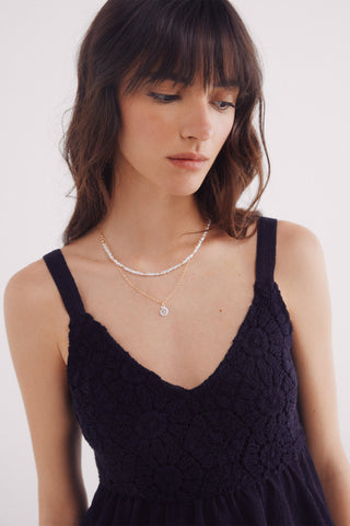 Camiseta de Tirantes con Detalle Crochet