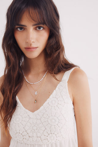 Camiseta de Tirantes con Detalle Crochet