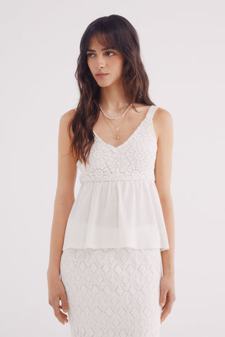 Camiseta de Tirantes con Detalle Crochet