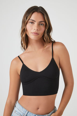 Bralette de Punto Acanalado Sin Costuras