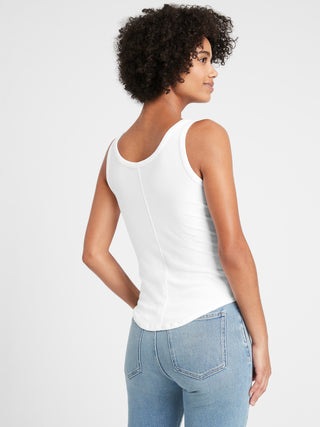 Camiseta sin Mangas de Punto Acanalado