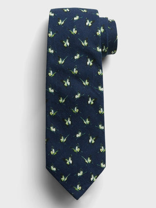 Corbata de Lino Estampado Mariposas