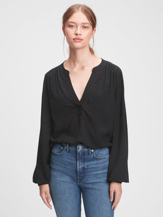 Camisa Manga Larga con Cuello V