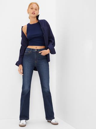 Jeans Acampanados Talle Alto con Bolsillos