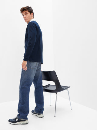 Jeans Holgado Talle Medio con Bolsillos