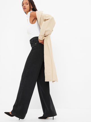 Jeans Anchos Talle Alto con Bolsillos